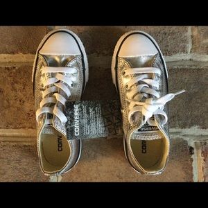 Converse kids size 11.5 metallic silver 353180f